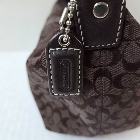 Coach Purse Signature C Monogram Logo Print Brown Jacquard Mini Hobo Bag Y2K - Picture 6 of 10